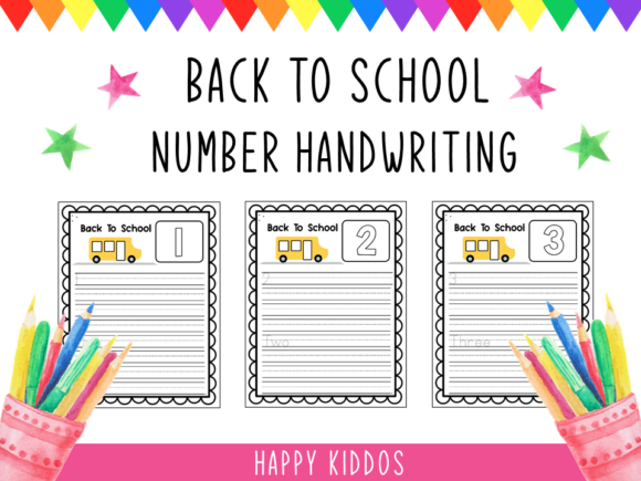 Back to School Number Handwriting Worksheets