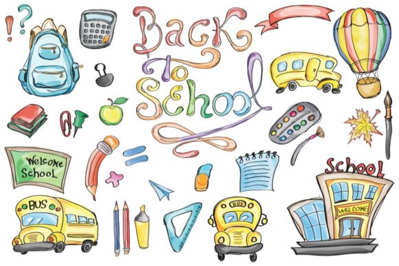Back to School Set Clipart Vector: Elevating Creative Projects with Hand-Drawn Versatility